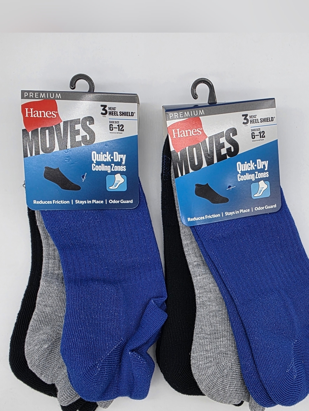 6 Pair Hanes Moves Quick Dry Low Cut Socks